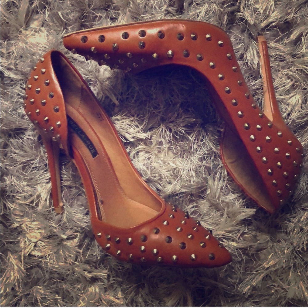 Spiked Cognac Dorsay Heel